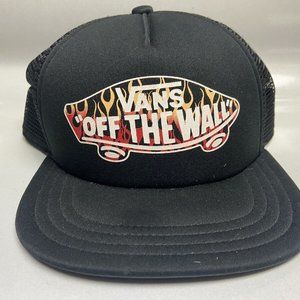 Nice VANS Off The Wall Flames Logo Mesh Trucker Skate Women’s Snapback Hat MINTY